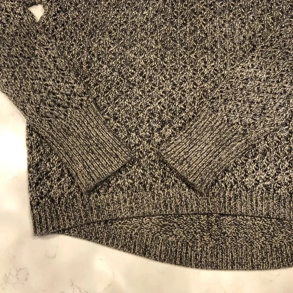 Kensie Lg Slv Scoop Neck Open Weave Acrylic Cotton Two Tone Sweater Gray Sz M - Picture 4 of 10